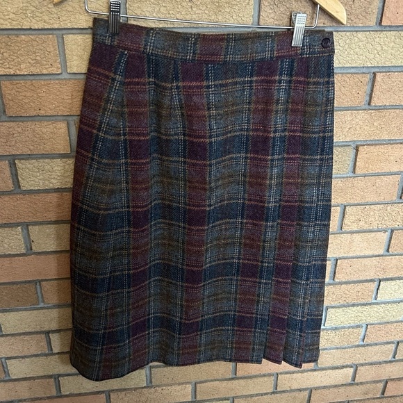 Vintage Jack Winter Plaid Midi Skirt Women’s 100% Wool Multicolor 28” Waist - Picture 1 of 7